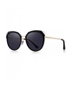 Polarized Sunglasses for Women - Cat Eye Metal Frame Sunglasses UV400 - Black - CX18R46WUHG $16.30 Cat Eye