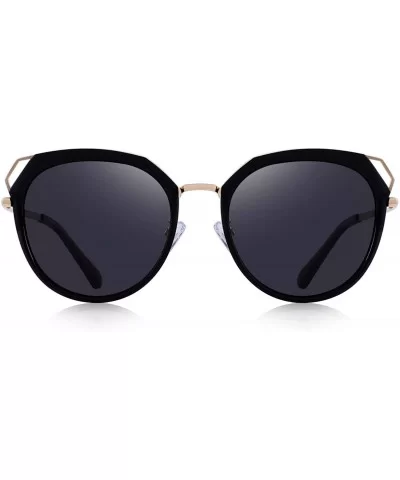 Polarized Sunglasses for Women - Cat Eye Metal Frame Sunglasses UV400 - Black - CX18R46WUHG $16.30 Cat Eye