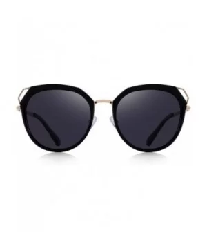 Polarized Sunglasses for Women - Cat Eye Metal Frame Sunglasses UV400 - Black - CX18R46WUHG $16.30 Cat Eye