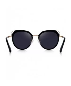 Polarized Sunglasses for Women - Cat Eye Metal Frame Sunglasses UV400 - Black - CX18R46WUHG $16.30 Cat Eye