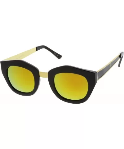 Women's Metal Bridge Colored Mirror Lens Square Cat Eye Sunglasses 46mm - Black-gold / Orange Mirror - C412O4DN9WB $6.97 Cat Eye