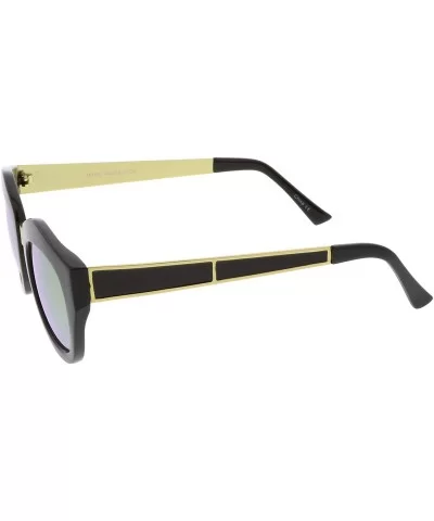 Women's Metal Bridge Colored Mirror Lens Square Cat Eye Sunglasses 46mm - Black-gold / Orange Mirror - C412O4DN9WB $6.97 Cat Eye