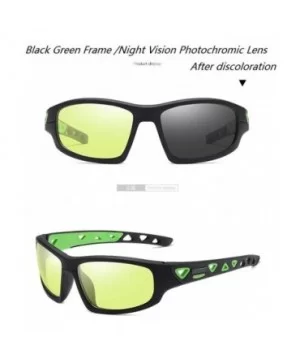 Mens Polarized Photochromic Sports Sunglasses Cycling Sun Glasses Eyewear - Black Green 2 - CW190EKMU52 $18.52 Aviator