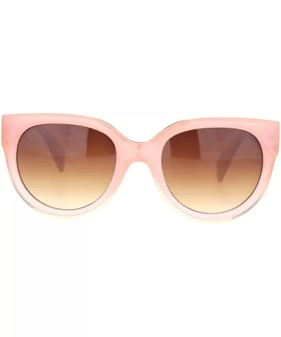 Womens Mod Boyfriend Fashion Minimal Plastic Sunglasses - Pink Gradient Brown - CI18OCWZCH0 $8.18 Round