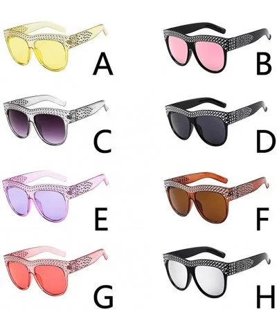 Unisex Fashion Patchwork Big Frame Sunglasses-Women Men Vintage Retro Glasses - E - CT18Q53YK62 $5.55 Oversized