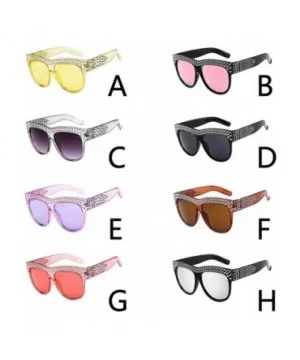 Unisex Fashion Patchwork Big Frame Sunglasses-Women Men Vintage Retro Glasses - E - CT18Q53YK62 $5.55 Oversized