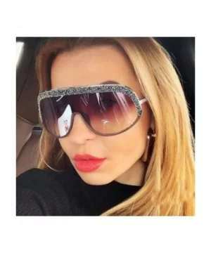 Oversized Sunglasses Fashion Crystal Glasses - Brown - CM193NXQYSU $9.96 Goggle