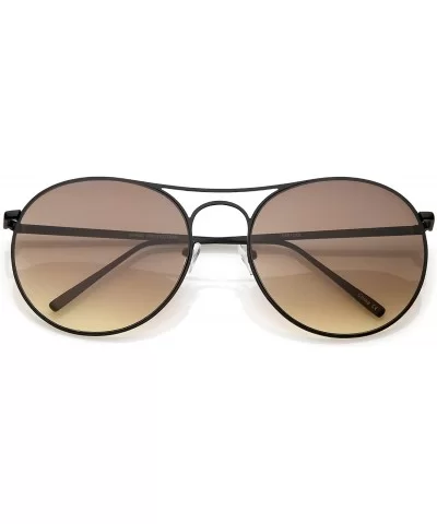 Oversize Metal Double Nose Bridge Round Gradient Flat Lens Aviator Sunglasses 65mm - Black / Smoke Beige - CO183X5YSYW $8.31 ...