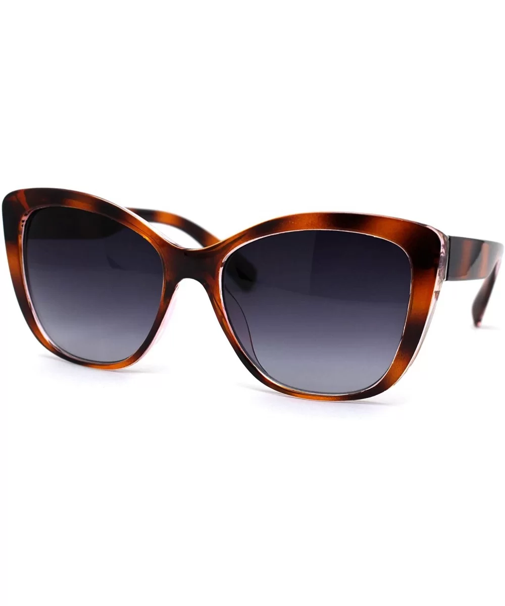 Womens Retro Oversize Cat Eye Designer Fashion Sunglasses - Tortoise Smoke - C4196R4MZH3 $6.23 Oversized