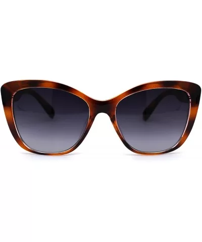 Womens Retro Oversize Cat Eye Designer Fashion Sunglasses - Tortoise Smoke - C4196R4MZH3 $6.23 Oversized