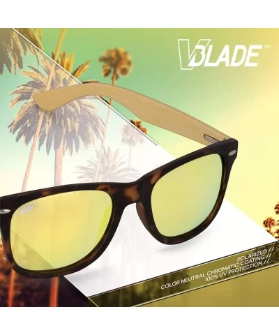 V-Blade Polarized Sunglasses - Bamboo Tortoise with Gold Lens - CQ18HZ4220L $15.46 Sport