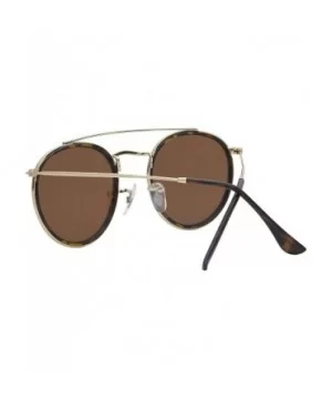 Premium Round Sunglasses For Women/Men Polarized Lens UV400 Protection - Double Bridge-brown Lens - C318GO4AKNC $21.96 Round