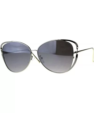 Womens Butterfly Fashion Sunglasses Double Twisted Metal Frame - Silver (Grey Mirror) - C518GHGEZ6I $7.13 Butterfly