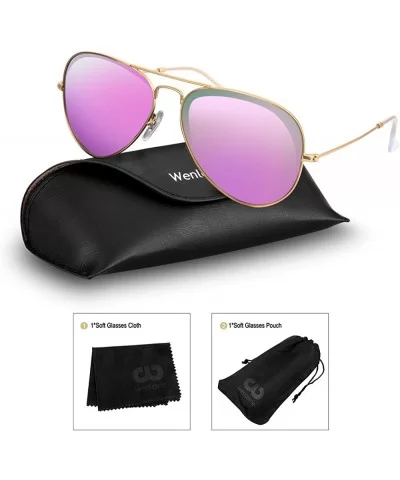 Aviator Sunglasses Polarized - Unisex Shades with Accessories - Pink - CX18790I4KN $10.54 Oversized