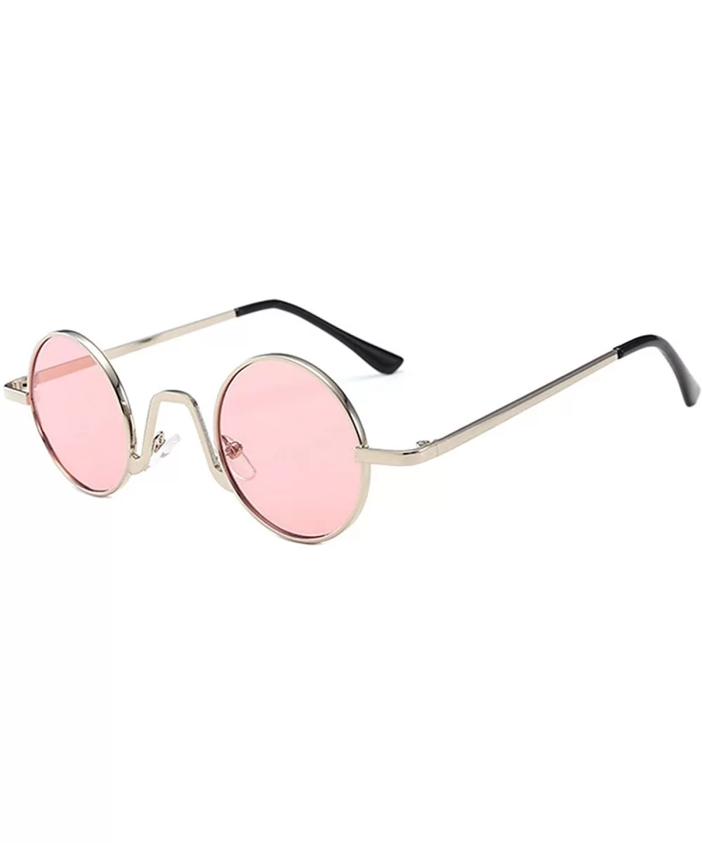 Fashion Round Metal Frame Glasses Steampunk Sunglasses1562 - Silver-pink - C818M4MD7WA $9.51 Round