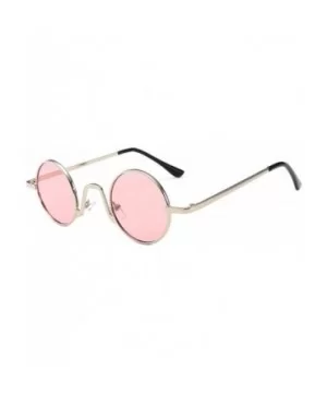 Fashion Round Metal Frame Glasses Steampunk Sunglasses1562 - Silver-pink - C818M4MD7WA $9.51 Round