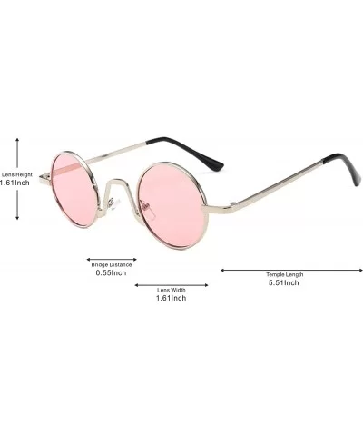 Fashion Round Metal Frame Glasses Steampunk Sunglasses1562 - Silver-pink - C818M4MD7WA $9.51 Round