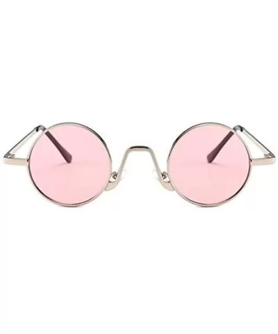 Fashion Round Metal Frame Glasses Steampunk Sunglasses1562 - Silver-pink - C818M4MD7WA $9.51 Round