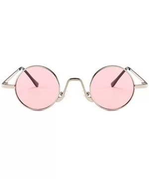 Fashion Round Metal Frame Glasses Steampunk Sunglasses1562 - Silver-pink - C818M4MD7WA $9.51 Round