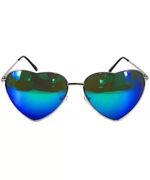 Color Coated Full Metal Frame UV400 Heart Shape Sunglasses Eyewear - Blue 2 - C7196R5CQWU $9.83 Sport