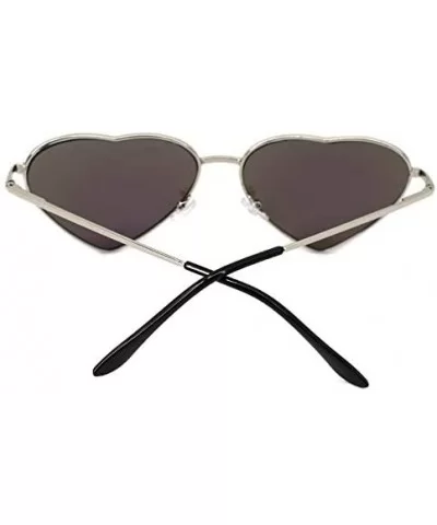 Color Coated Full Metal Frame UV400 Heart Shape Sunglasses Eyewear - Blue 2 - C7196R5CQWU $9.83 Sport