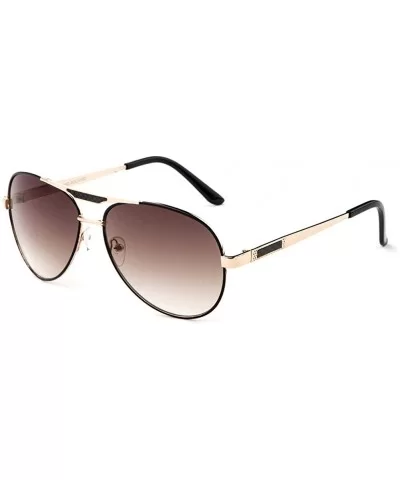 Quattro" Thin Aviator Style Fashionista Metal Frame Flat Flash Lenses Sunglasses - Gold/Light Brown - CE120QI73A1 $6.21 Aviator