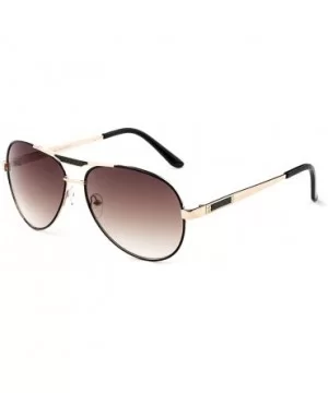 Quattro" Thin Aviator Style Fashionista Metal Frame Flat Flash Lenses Sunglasses - Gold/Light Brown - CE120QI73A1 $6.21 Aviator