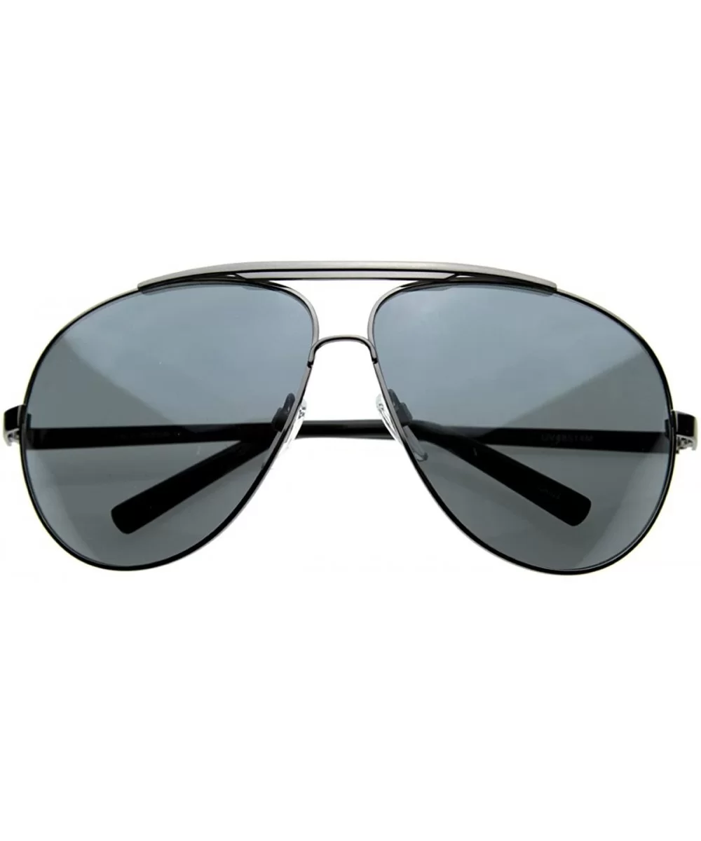 70's Big Frame Oversized Aviator Sunglasses for Men and Women 70mm - Gunmetal / Smoke - CL116Q2GRWX $10.28 Oversized