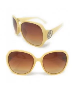 Women Retro 70s 80s 90s Oversized Round Black Elegant Style Sunglasses-SM1125 - Cream/Gold - CH18LDQ244W $13.32 Round