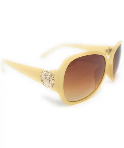 Women Retro 70s 80s 90s Oversized Round Black Elegant Style Sunglasses-SM1125 - Cream/Gold - CH18LDQ244W $13.32 Round