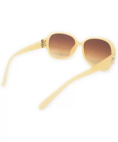 Women Retro 70s 80s 90s Oversized Round Black Elegant Style Sunglasses-SM1125 - Cream/Gold - CH18LDQ244W $13.32 Round