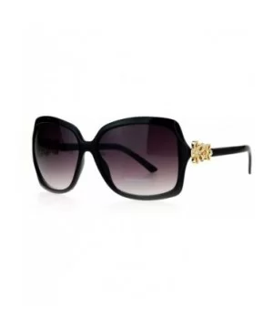 Womens Flower Jewel Hinge Oversize Butterfly Designer Sunglasses - Black - C312EMGGZU3 $5.11 Butterfly