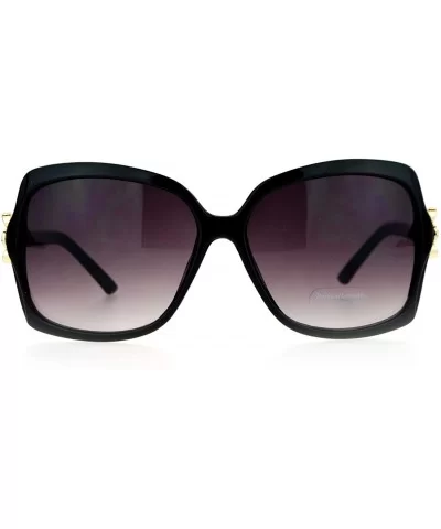 Womens Flower Jewel Hinge Oversize Butterfly Designer Sunglasses - Black - C312EMGGZU3 $5.11 Butterfly