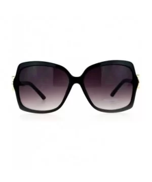 Womens Flower Jewel Hinge Oversize Butterfly Designer Sunglasses - Black - C312EMGGZU3 $5.11 Butterfly