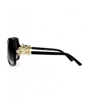 Womens Flower Jewel Hinge Oversize Butterfly Designer Sunglasses - Black - C312EMGGZU3 $5.11 Butterfly