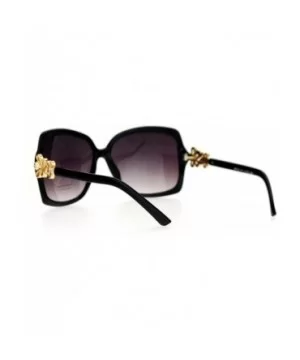 Womens Flower Jewel Hinge Oversize Butterfly Designer Sunglasses - Black - C312EMGGZU3 $5.11 Butterfly