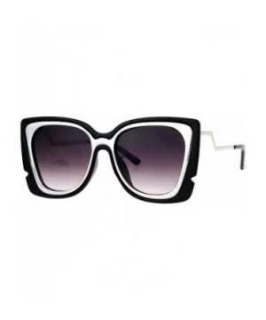 Double Frame Rectangular Oversize Cat Eye Sunglasses - Black Silver - CV12KRWS44V $6.94 Rectangular