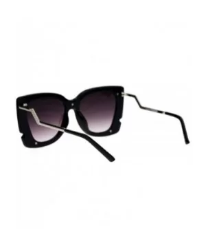 Double Frame Rectangular Oversize Cat Eye Sunglasses - Black Silver - CV12KRWS44V $6.94 Rectangular