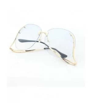 Unique Design Rimless Round Sunglasses Plain and Color With Box - Gold-blue - CX12KB1G7HJ $8.07 Round