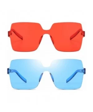 Oversized Square Candy Colors Glasses Rimless Frame Unisex Sunglasses Elton John - 07blue/Red - CJ18OXHKZWZ $12.19 Wayfarer