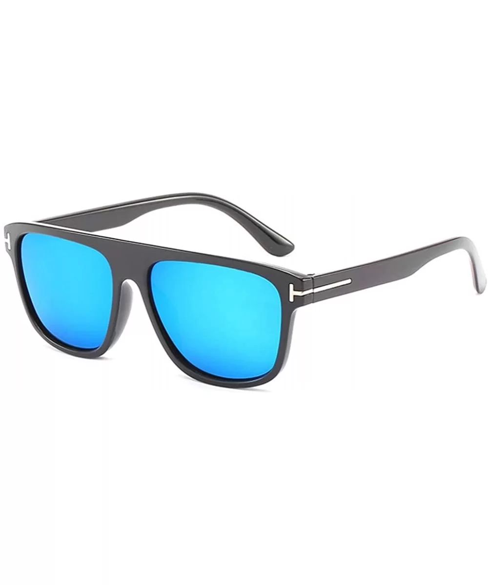 Unisex Sunglasses Fashion Bright Black Grey Drive Holiday Square Non-Polarized UV400 - Bright Black Blue - CA18RKGXYIS $6.44 ...