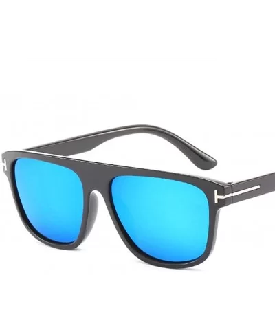 Unisex Sunglasses Fashion Bright Black Grey Drive Holiday Square Non-Polarized UV400 - Bright Black Blue - CA18RKGXYIS $6.44 ...