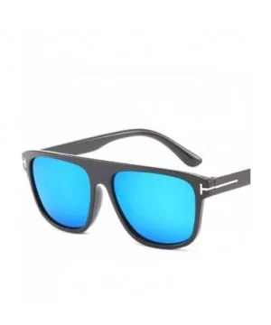 Unisex Sunglasses Fashion Bright Black Grey Drive Holiday Square Non-Polarized UV400 - Bright Black Blue - CA18RKGXYIS $6.44 ...