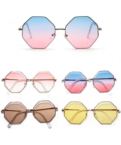 big vintage polygon sunglasses female 2019 octagon tinted clear sun glasses for women men metal frame uv400 - C818RQ7WOU3 $9....