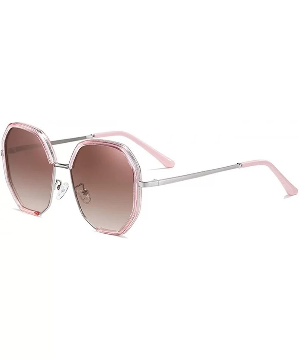 Oversized Polarized Sunglasses for Women UV Protection Metal Frame Retro Polygon Style 8067 - C819703LNQC $4.86 Oversized