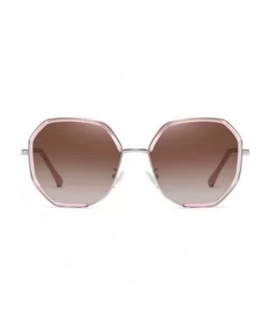 Oversized Polarized Sunglasses for Women UV Protection Metal Frame Retro Polygon Style 8067 - C819703LNQC $4.86 Oversized