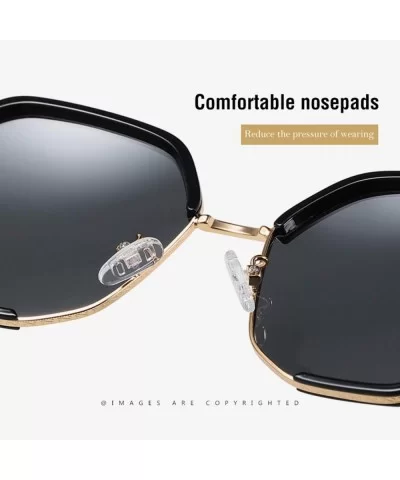 Oversized Polarized Sunglasses for Women UV Protection Metal Frame Retro Polygon Style 8067 - C819703LNQC $4.86 Oversized