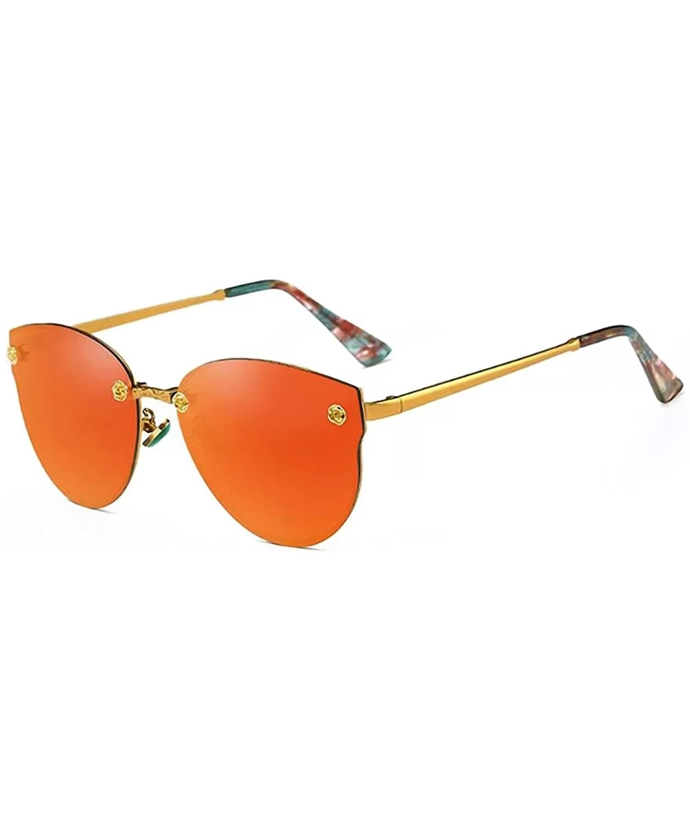 Women Cateye Rimless Sunglasses Mirrored Oversized Reflective Eyeglasses - Orange - CI18KIL3TX8 $5.56 Rimless