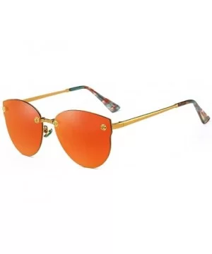 Women Cateye Rimless Sunglasses Mirrored Oversized Reflective Eyeglasses - Orange - CI18KIL3TX8 $5.56 Rimless