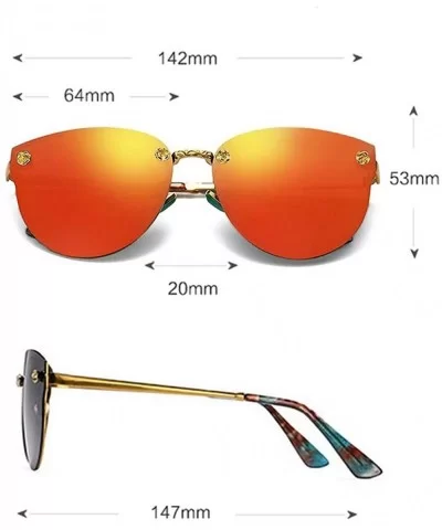 Women Cateye Rimless Sunglasses Mirrored Oversized Reflective Eyeglasses - Orange - CI18KIL3TX8 $5.56 Rimless